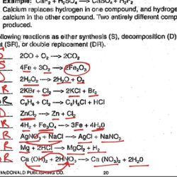 Types of chemical reactions worksheet ch 7 answer key